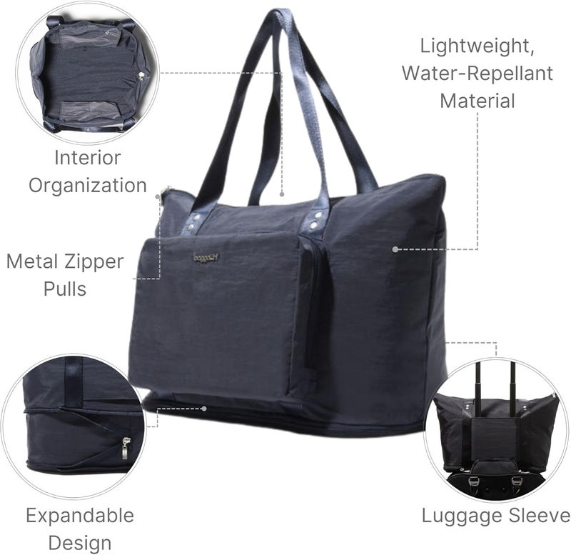 Baggallini Carryall Expandable Lightweight Travel Tote 22" Packable Folding Compact Nylon Washable Weekender w/Luggage Sleeve - Image 4